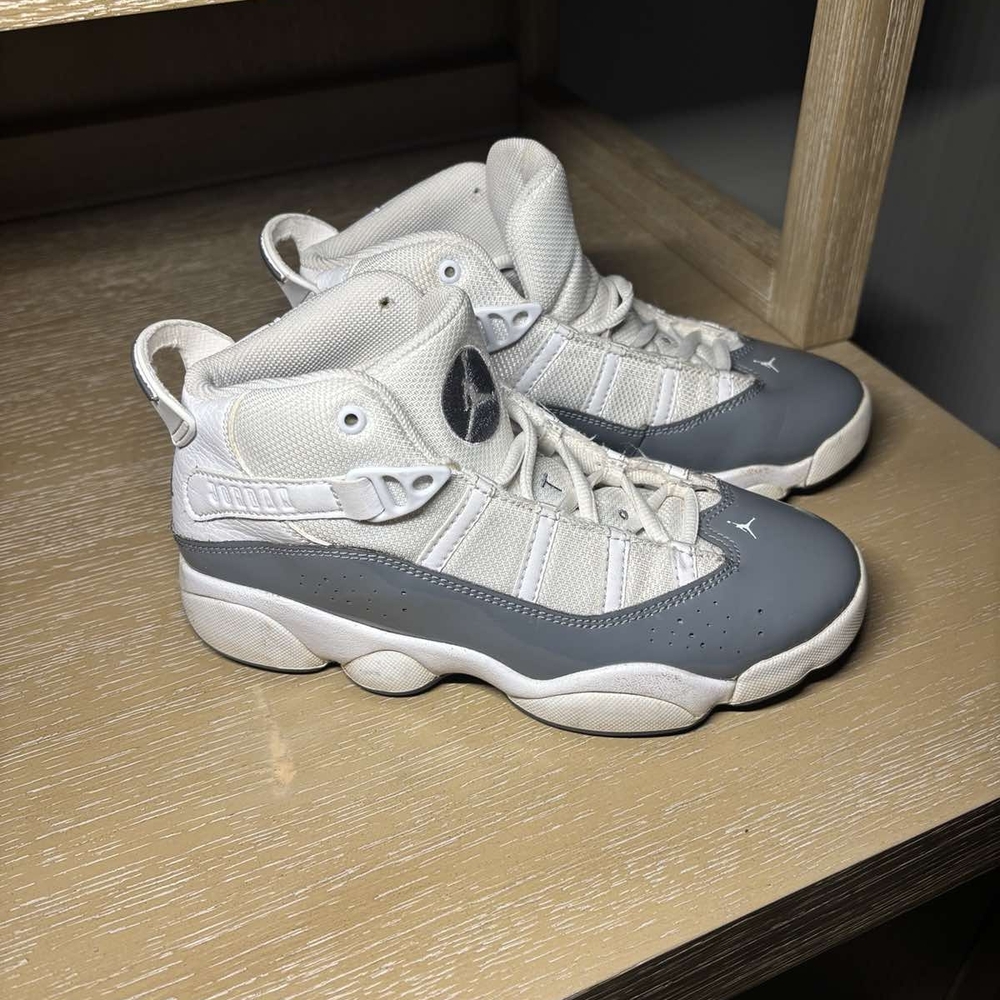 Jordan White and Gray High-Top Sneakers